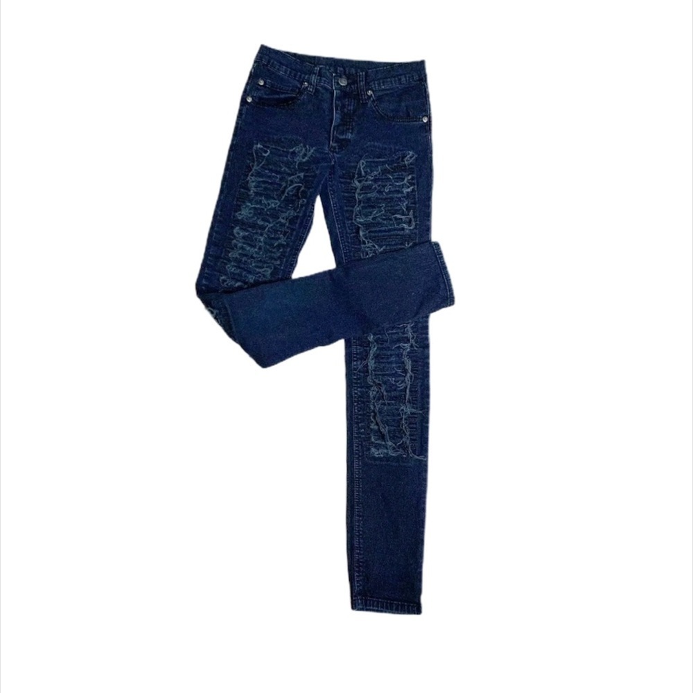 Cheap Monday distressed skinny jeans Sz Blue 27/32 - Picture 4 of 9